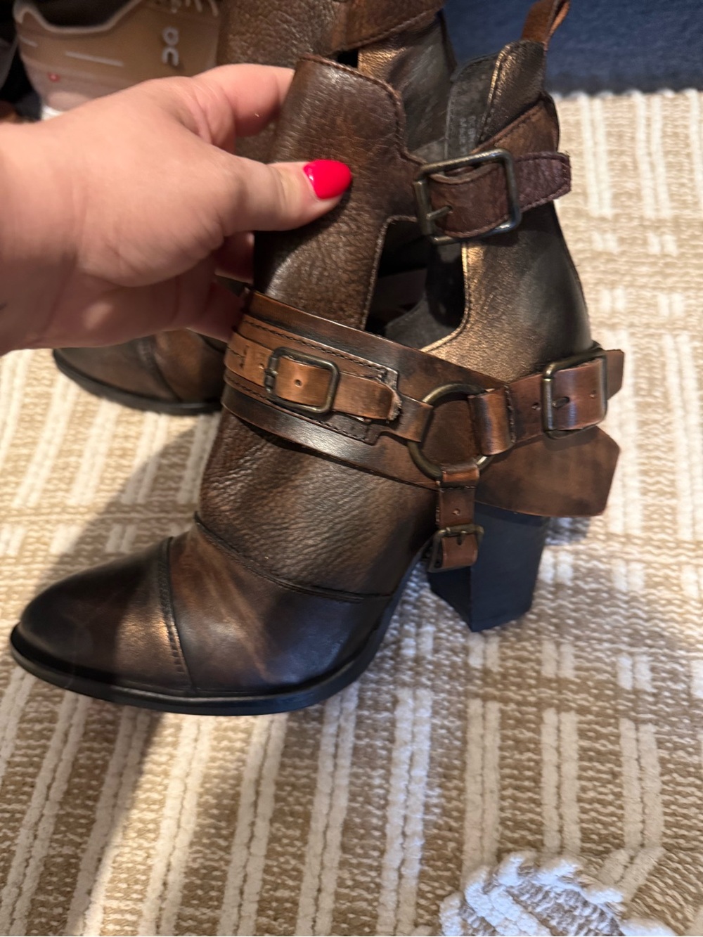 naughty monkey Dark Brown Leather Buckle Ankle Boots - Picture 2 of 4